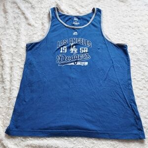 Majestic Blue Los Angeles Dodgers Sleeveless Tank with Gray Trim Large